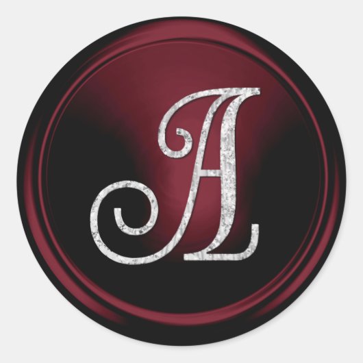 ALLE INITIALEN Silber Monogramm 3 Burgunder Runder Aufkleber (Vorderseite)