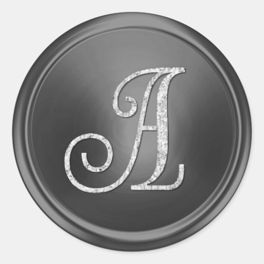 ALLE INITIALEN Silber Monogramm 3 Dunkelgrau Runder Aufkleber (Vorderseite)