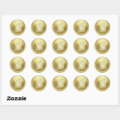 ALLE INITIALEN Silber-Monogramm 3 Gold Runder Aufkleber (Blatt)