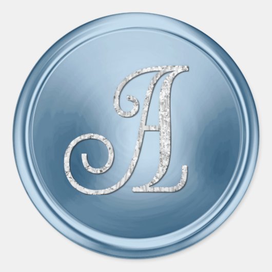 ALLE INITIALEN Silber Monogramm 3 Hellblau Runder Aufkleber (Vorderseite)