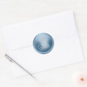ALLE INITIALEN Silber Monogramm 3 Hellblau Runder Aufkleber (Umschlag)