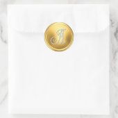 ALLE INITIALEN Silber-Monogramm 3 Hochglanzgold Runder Aufkleber (Tasche)