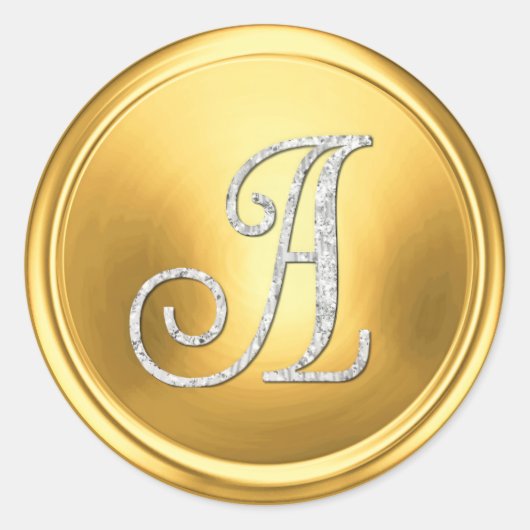 ALLE INITIALEN Silber-Monogramm 3 Hochglanzgold Runder Aufkleber (Vorderseite)