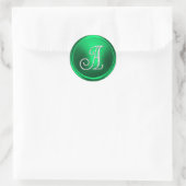 ALLE INITIALEN Silber Monogramm 3 Kelly Grün Runder Aufkleber (Tasche)