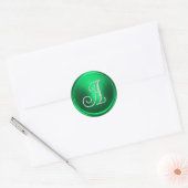 ALLE INITIALEN Silber Monogramm 3 Kelly Grün Runder Aufkleber (Umschlag)