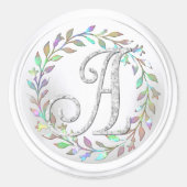 ALLE INITIALEN Silber-Monogramm 3 Kranz Runder Aufkleber (Vorderseite)