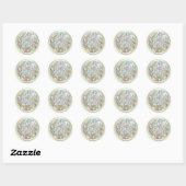 ALLE INITIALEN Silber Monogramm 3 Off White MoP Runder Aufkleber (Blatt)