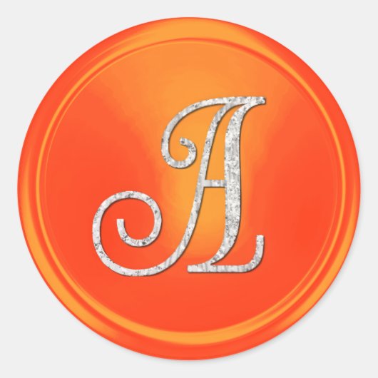 ALLE INITIALEN Silber Monogramm 3 Orange Runder Aufkleber (Vorderseite)