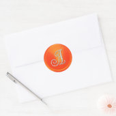 ALLE INITIALEN Silber Monogramm 3 Orange Runder Aufkleber (Umschlag)