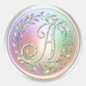 ALLE INITIALEN Silber-Monogramm 3 Perlenkranz Runder Aufkleber (Vorderseite)