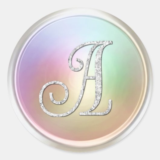 ALLE INITIALEN Silber Monogramm 3 Perlmutter Runder Aufkleber (Vorderseite)