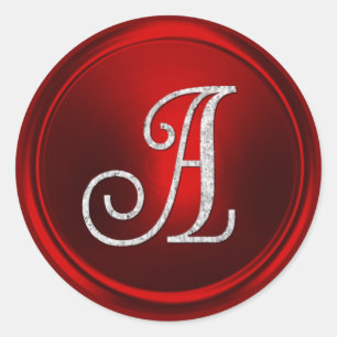ALLE INITIALEN Silber Monogramm 3 Rot Runder Aufkleber