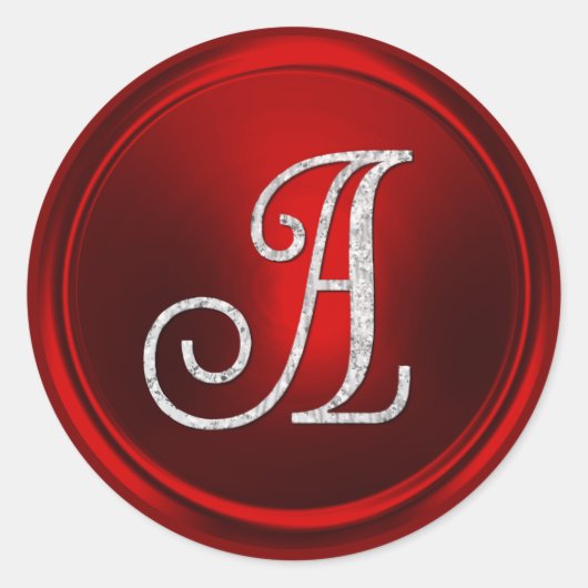 ALLE INITIALEN Silber Monogramm 3 Rot Runder Aufkleber (Vorderseite)