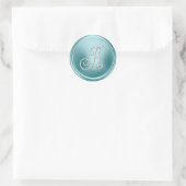 ALLE INITIALEN Silber Monogramm 3 Soft Blau Runder Aufkleber (Tasche)