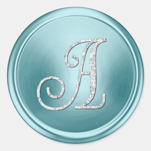 ALLE INITIALEN Silber Monogramm 3 Soft Blau Runder Aufkleber (Vorderseite)