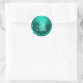 ALLE INITIALEN Silber Monogramm 3 Türkis Runder Aufkleber (Tasche)