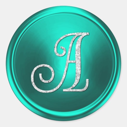 ALLE INITIALEN Silber Monogramm 3 Türkis Runder Aufkleber (Vorderseite)