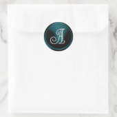 ALLE INITIALEN Silber Monogramm 3 Türkisblau Runder Aufkleber (Tasche)