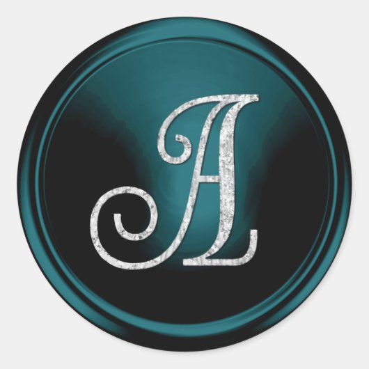 ALLE INITIALEN Silber Monogramm 3 Türkisblau Runder Aufkleber (Vorderseite)