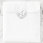 ALLE INITIALEN Silber Monogramm 3 Weiß Runder Aufkleber (Tasche)