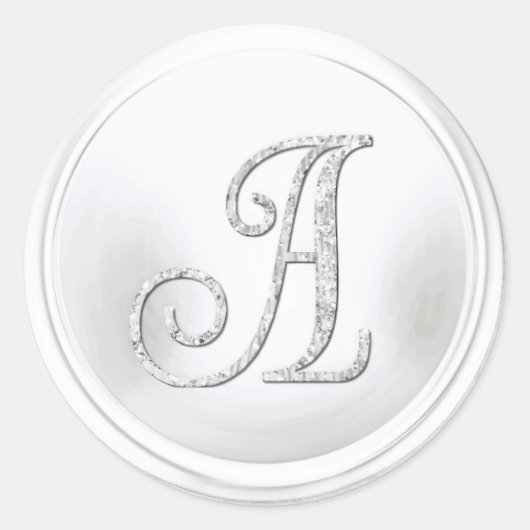 ALLE INITIALEN Silber Monogramm 3 Weiß Runder Aufkleber (Vorderseite)