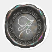 ALLE INITIALEN Silber Monogramm Irisierendes Silbe Runder Aufkleber (Vorderseite)