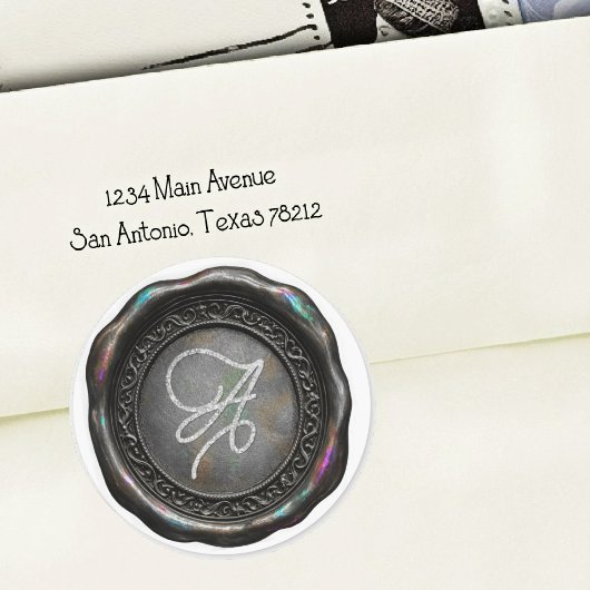 ALLE INITIALEN Silber Monogramm Irisierendes Silbe Runder Aufkleber