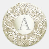 ALLE INITIALEN Silber Monogramm Perlmut Rand Runder Aufkleber (Vorderseite)