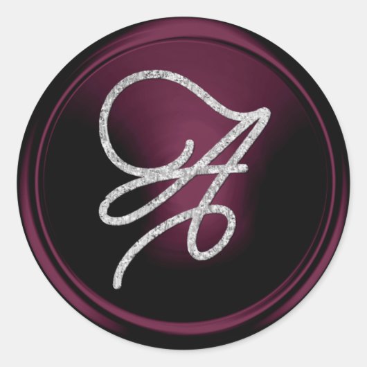ALLE INITIALEN Silber Schrift Monogramm Dunkles Pf Runder Aufkleber (Vorderseite)