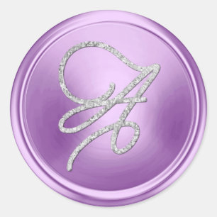 ALLE INITIALEN Silber Schrift Monogramm Orchidee L Runder Aufkleber