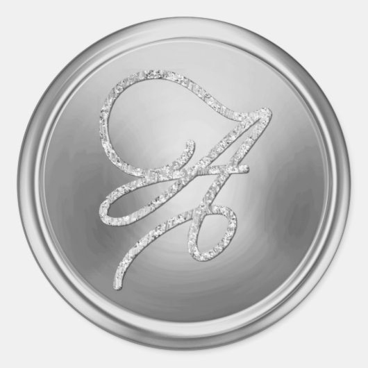 ALLE INITIALEN Silber Schrift Monogramm Silber Runder Aufkleber (Vorderseite)