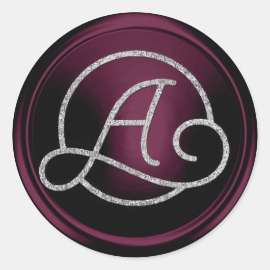 ALLE INITIALEN Silberner Kreis-Monogramm Dunkle Pf Runder Aufkleber (Vorderseite)