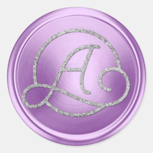 ALLE INITIALEN Silberner Kreis-Monogramm Orchidee Runder Aufkleber