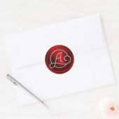 ALLE INITIALEN Silberner Kreis-Monogramm Rot Runder Aufkleber (Umschlag)