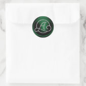ALLE INITIALEN Silberner Kreis-Monogramm Smaragdgr Runder Aufkleber (Tasche)