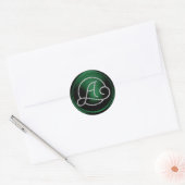 ALLE INITIALEN Silberner Kreis-Monogramm Smaragdgr Runder Aufkleber (Umschlag)