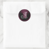 ALLE INITIALEN Silbernes Monogramm 3 Dunkle Pflaum Runder Aufkleber (Tasche)
