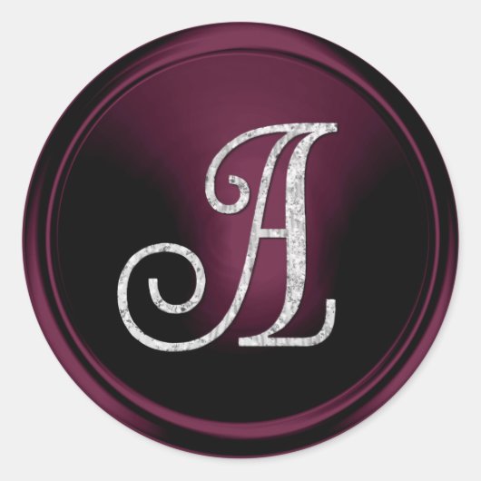 ALLE INITIALEN Silbernes Monogramm 3 Dunkle Pflaum Runder Aufkleber (Vorderseite)