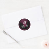 ALLE INITIALEN Silbernes Monogramm 3 Dunkle Pflaum Runder Aufkleber (Umschlag)