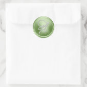 ALLE INITIALEN Silbernes Schriftmonogramm Hellgrün Runder Aufkleber (Tasche)