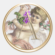 ALLE INITIALS Gold Monogram Cherub Rosen Peach