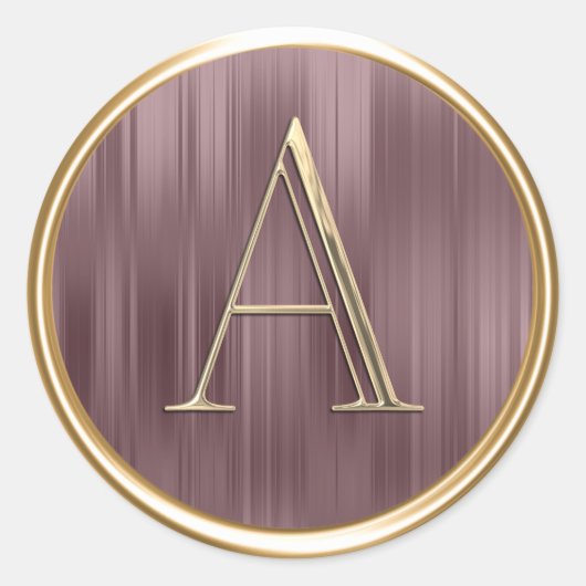 ALLE INITIALS Gold Monogram Dusty Rose Pink Runder Aufkleber (Vorderseite)