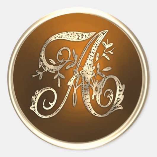 ALLE INITIALS Gold Monogram Erstrost Runder Aufkleber (Vorderseite)