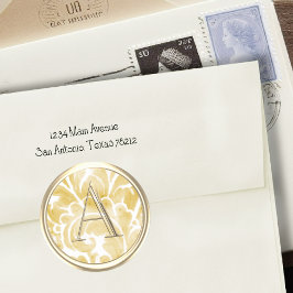 ALLE INITIALS Gold Monogram Gold Plume Runder Aufkleber