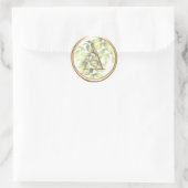 ALLE INITIALS Gold Monogram Green Blätter Botanica Runder Aufkleber (Tasche)
