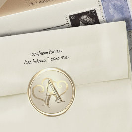 ALLE INITIALS Gold Monogram Hearts Champagne Runder Aufkleber