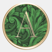 ALLE INITIALS Gold Monogram Initial Emerald Green Runder Aufkleber (Vorderseite)