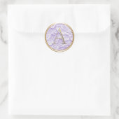 ALLE INITIALS Gold Monogram Lavendel Lila Spitze Runder Aufkleber (Tasche)