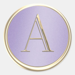 ALLE INITIALS Gold Monogram Lavendel Shimmer Runder Aufkleber