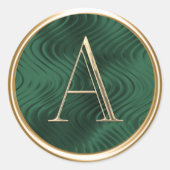 ALLE INITIALS Gold Monogram Smaragdgrüne Wave Runder Aufkleber (Vorderseite)